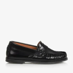 Boys Black Leather Loafers