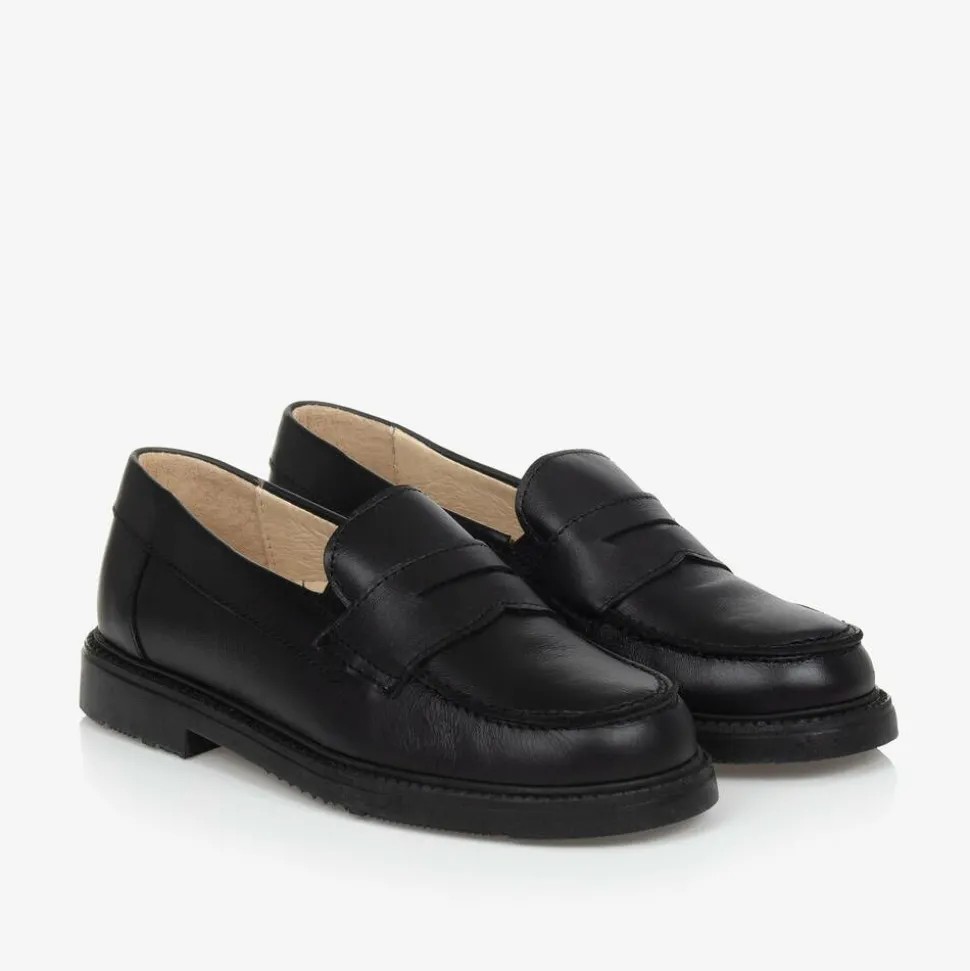 Boys Black Leather Shoes