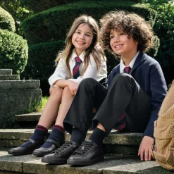 Boys Black Leather Trainers