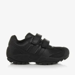 Boys Black Leather Trainers