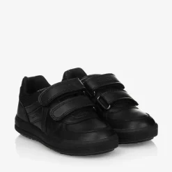 Boys Black Leather Trainers