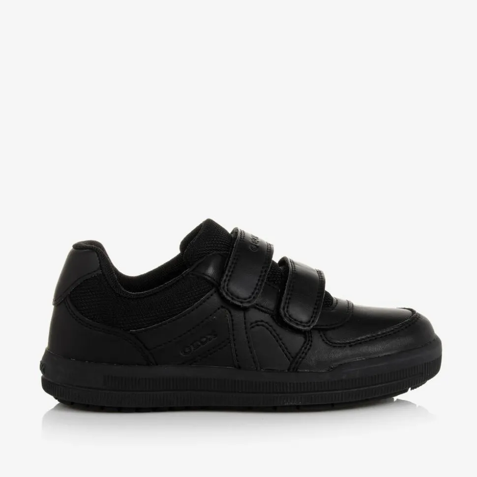 Boys Black Leather Trainers