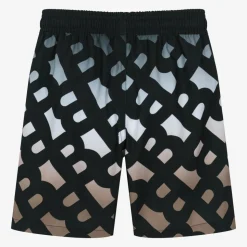 Boys Black Monogram Swim Shorts