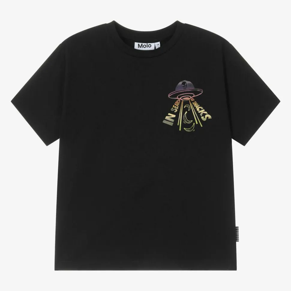 Boys Black Organic Cotton UFO T-Shirt