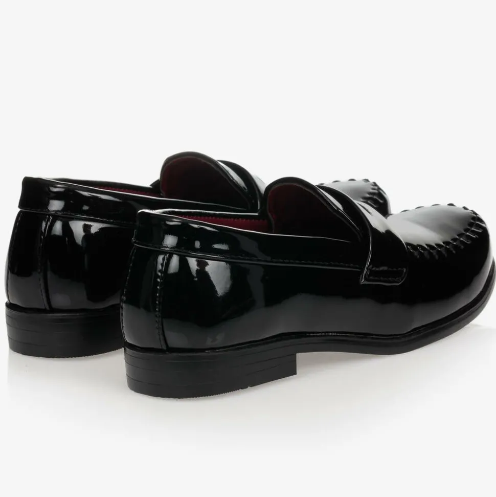 Boys Black Patent Penny Loafers