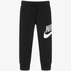Boys Black Swoosh Logo Joggers