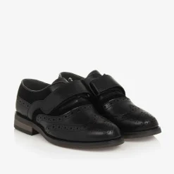 Boys Black Velcro Brogues