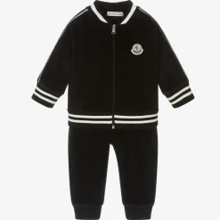 Boys Black Velour Tracksuit