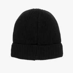 Boys Black Wool & Cotton Knit Beanie