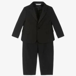 Boys Black Wool 2 Piece Suit