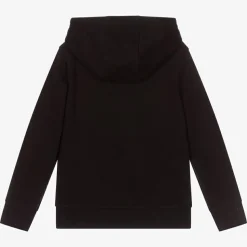 Boys Black Zip-Up Hooded Top