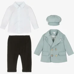 Boys Blue & Black Double Breasted Suit