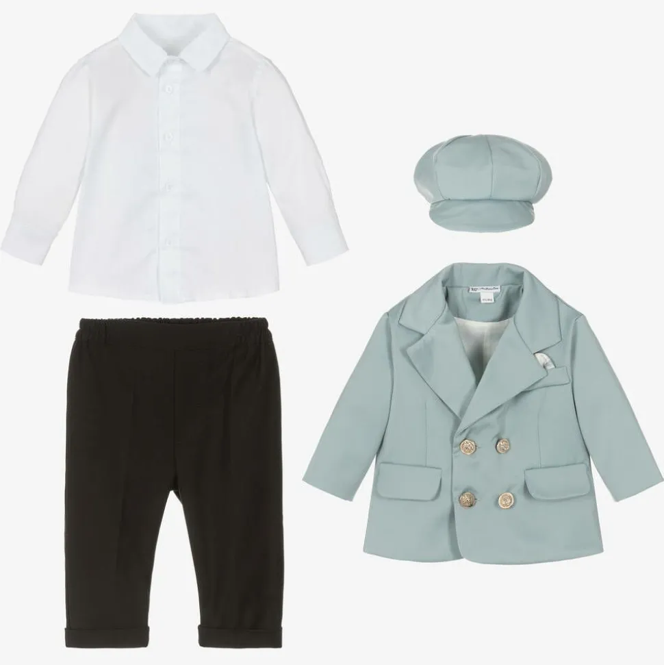 Boys Blue & Black Double Breasted Suit