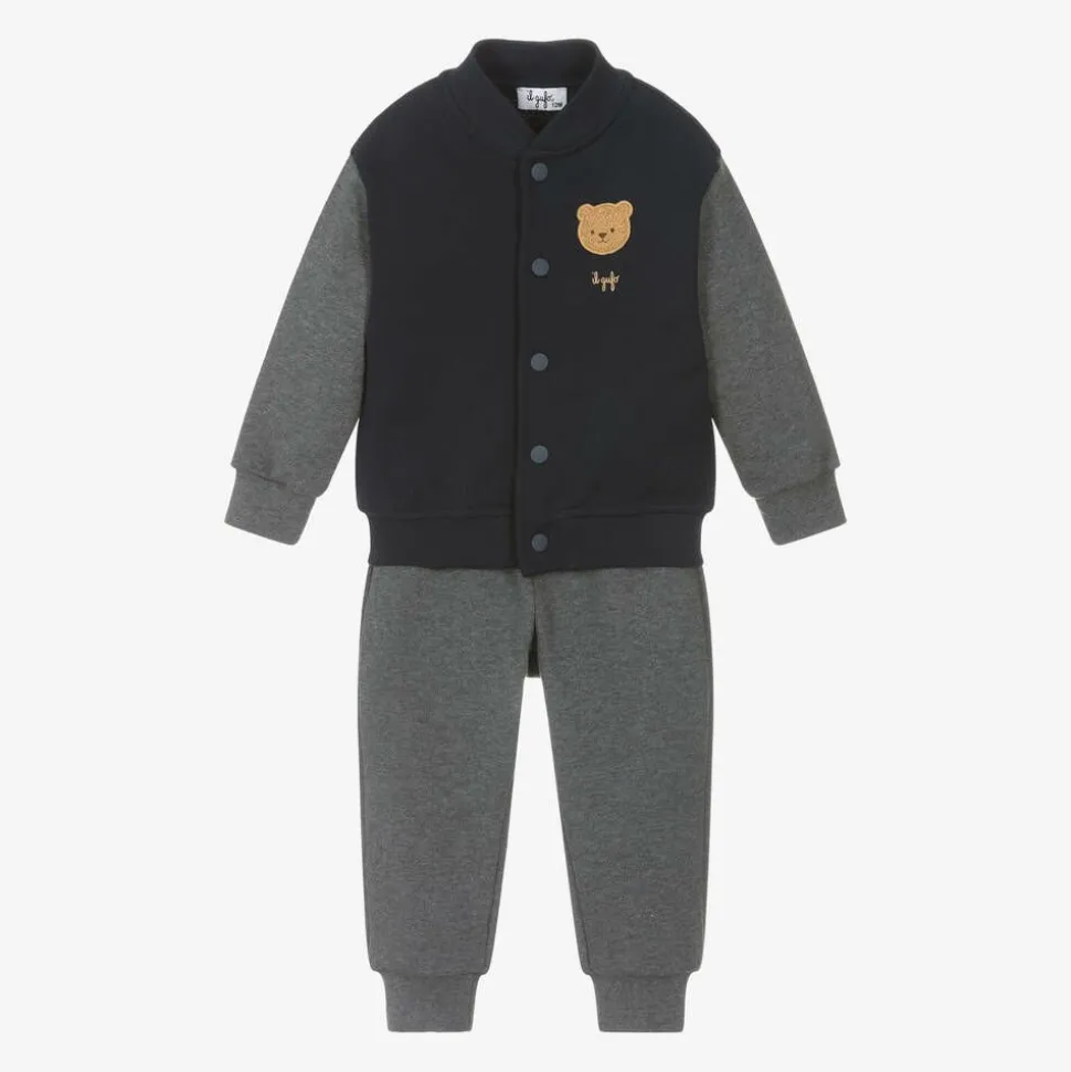 Boys Blue & Grey Cotton Tracksuit