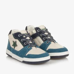 Boys Blue & Ivory Leather Trainers