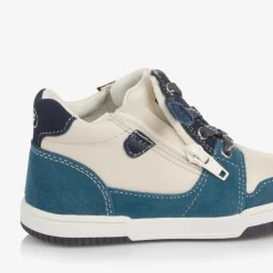 Boys Blue & Ivory Leather Trainers