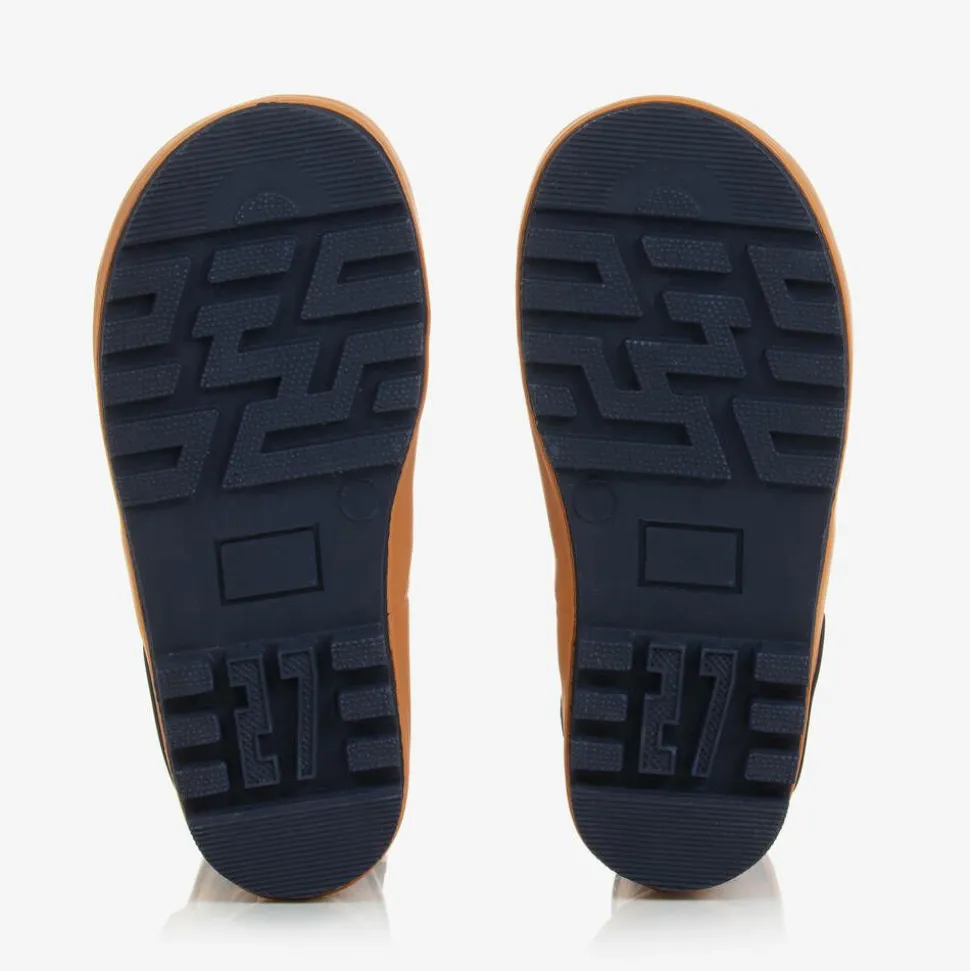 Boys Blue & Orange Fox Rain Boots