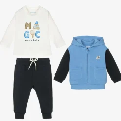 Boys Blue & White Cotton Bear Tracksuit