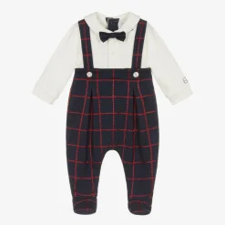 Boys Blue Check Babygrow