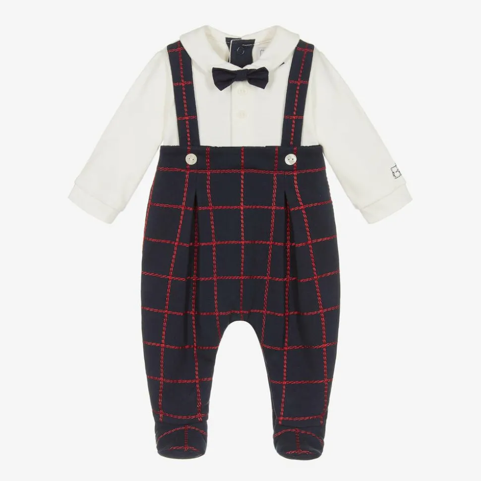 Boys Blue Check Babygrow