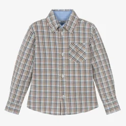 Boys Blue Check Cotton Shirt