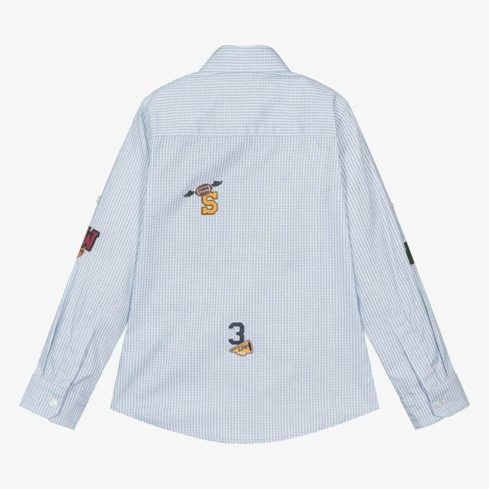 Boys Blue Checked Cotton Shirt
