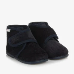 Boys Blue Corduroy Slippers
