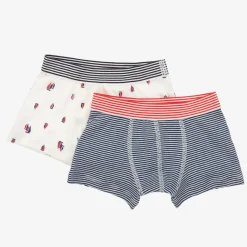Boys Blue Cotton Boxer Shorts (2 Pack)