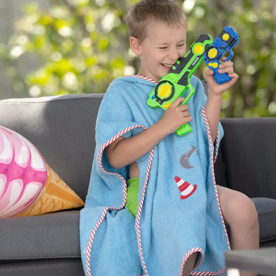 Boys Blue Cotton Digger Poncho Towel