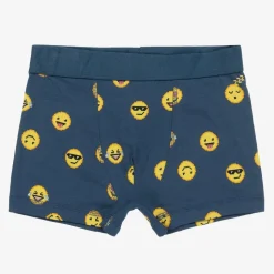 Boys Blue Cotton Emoji Boxers (2 Pack)
