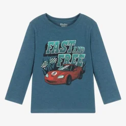 Boys Blue Cotton Racing Car Top