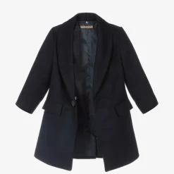 Boys Blue Faux Fur Trim Coat