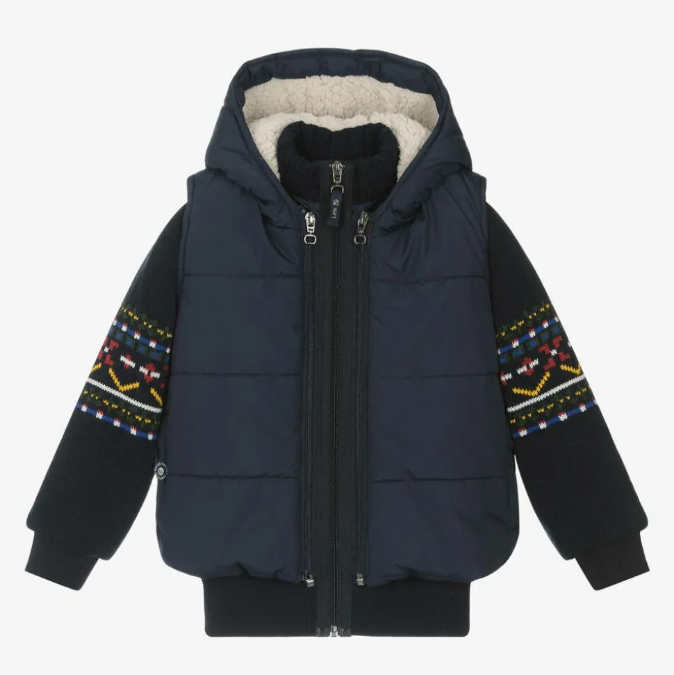 Boys Blue Hooded Gilet & Zip-Up Top 2 in 1