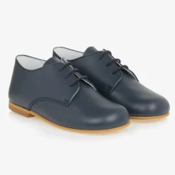 Boys Blue Lace-Up Leather Shoes