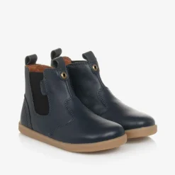 Boys Blue Leather Ankle Boots