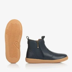 Boys Blue Leather Ankle Boots