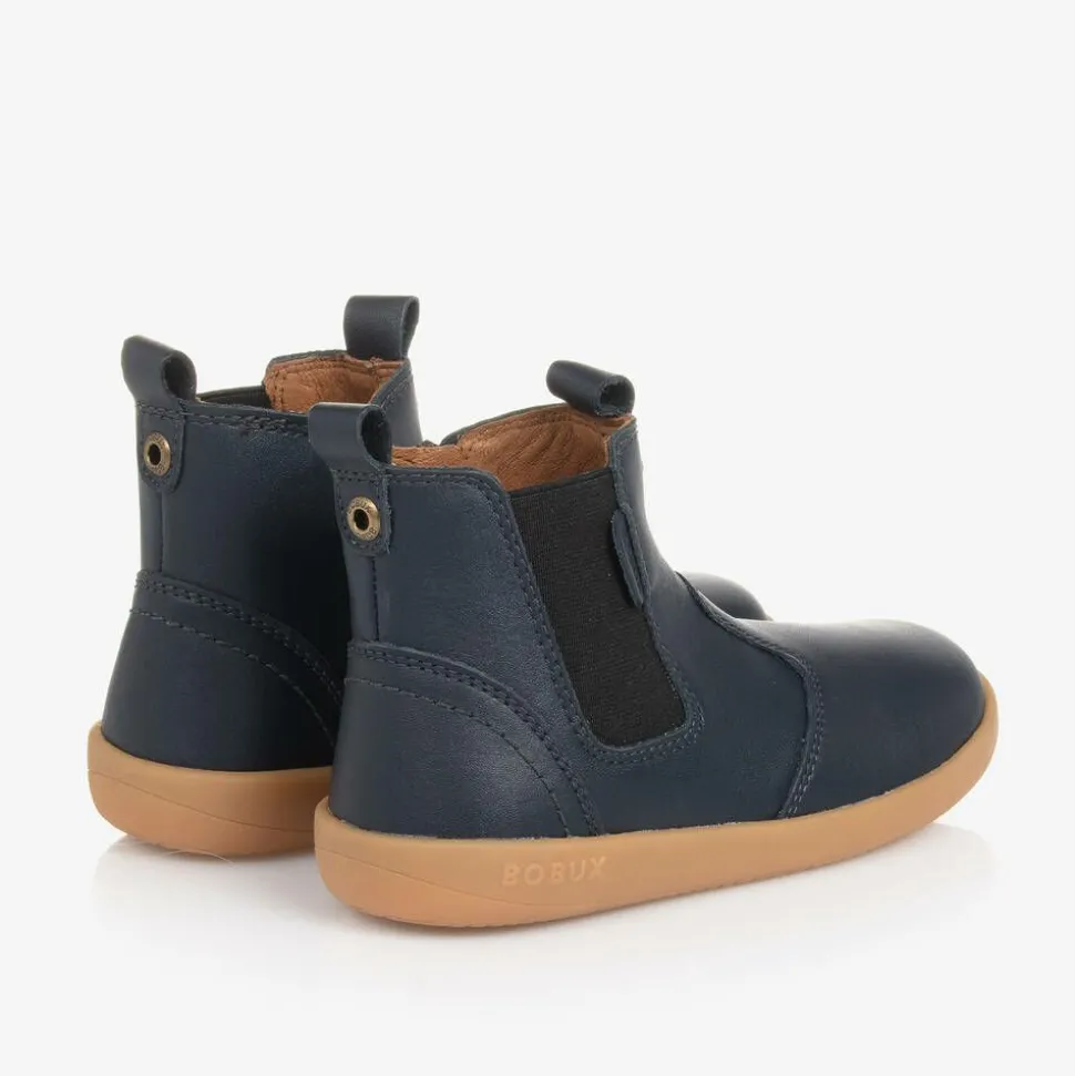Boys Blue Leather Ankle Boots