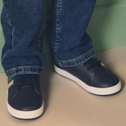 Boys Blue Leather High-Top Trainers