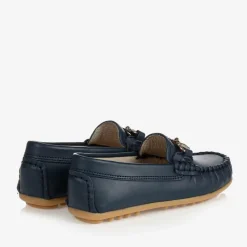 Boys Blue Leather Moccasins