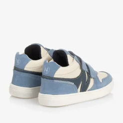 Boys Blue Leather Velcro Trainers