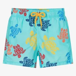 Boys Blue Multicolour Turtle Swim Shorts