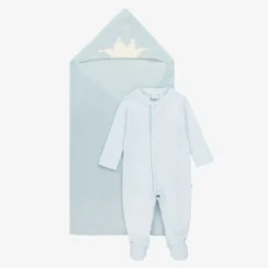 Boys Blue Pima Cotton Babysuit Set
