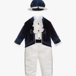 Boys Blue Satin & Velvet Suit