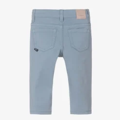 Boys Blue Slim Fit Cotton Trousers