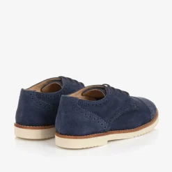 Boys Blue Suede Leather Brogue Shoes