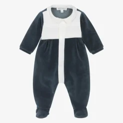 Boys Blue Velour Babygrow