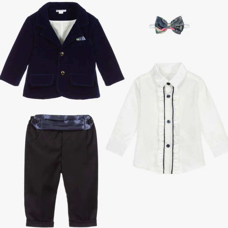 Boys Blue Velvet Suit