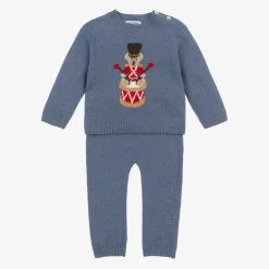 Boys Blue Wool & Cashmere Trouser Set