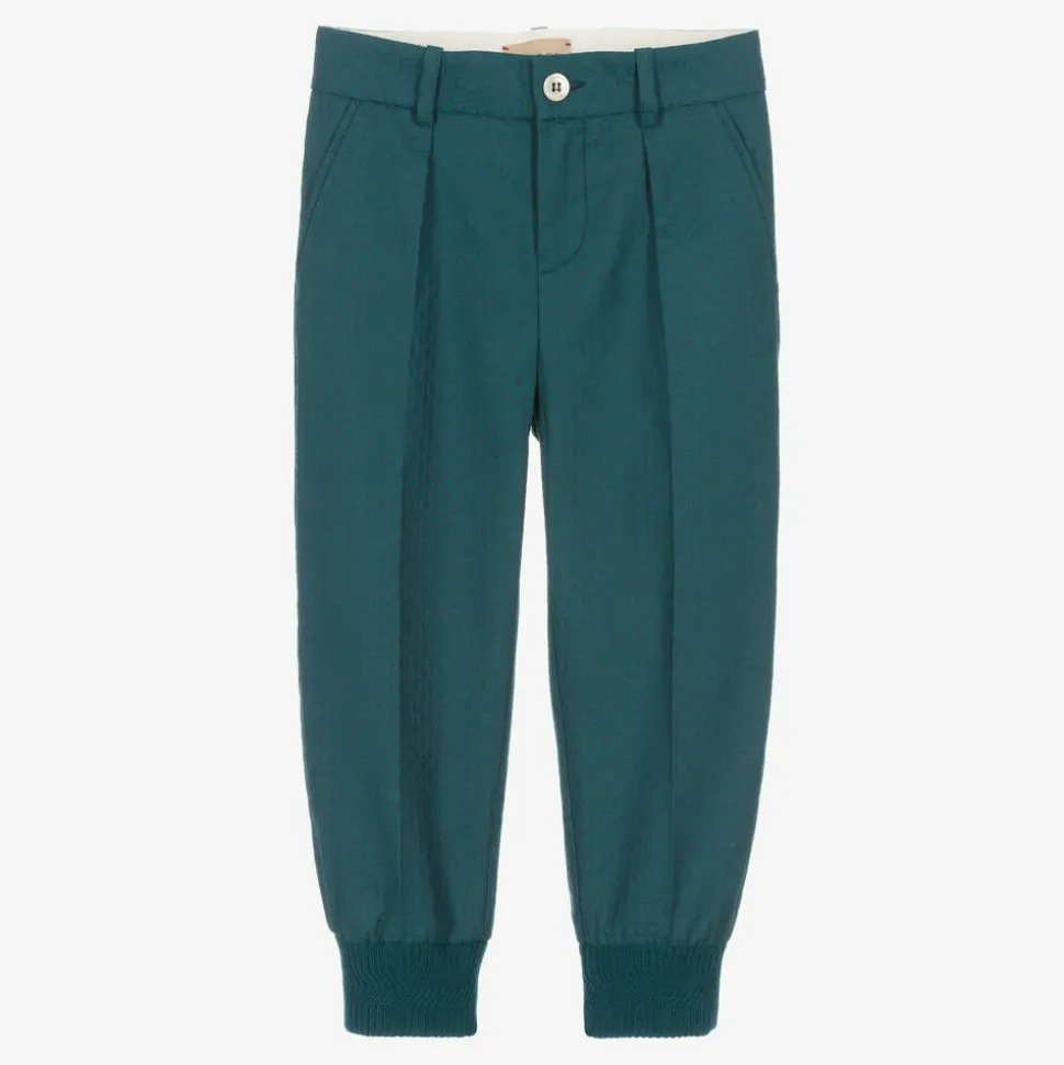 Boys Blue Wool Square G Trousers