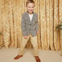 Boys Brown Dogstooth Check Jacket